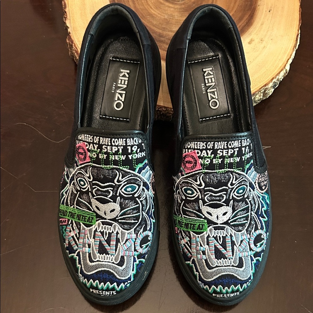 Kenzo Paris K- Skate Tiger Head Embroidered Slip on Sneakers EU37 (size Chart)